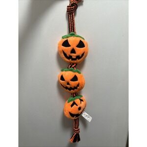 AFP Spooky Village Pet Toy Halloween Plush Pumpkins Squeakers with Knot Ends